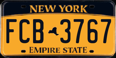 NY license plate FCB3767