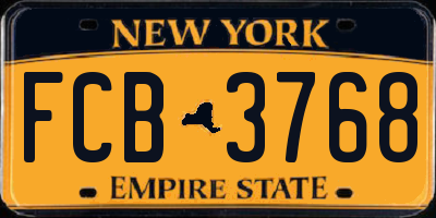 NY license plate FCB3768