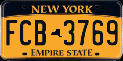 NY license plate FCB3769
