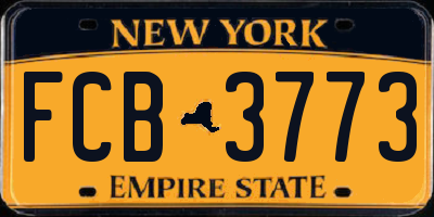 NY license plate FCB3773