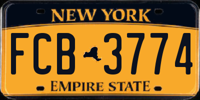 NY license plate FCB3774