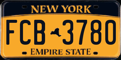 NY license plate FCB3780