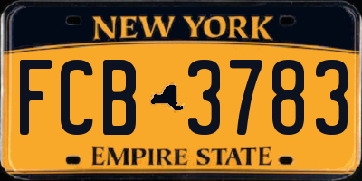 NY license plate FCB3783
