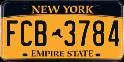 NY license plate FCB3784