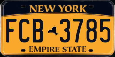 NY license plate FCB3785