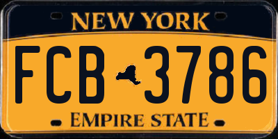 NY license plate FCB3786