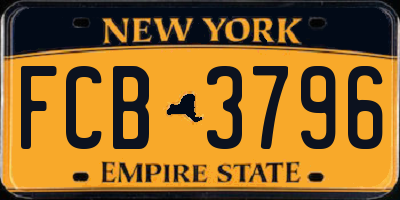 NY license plate FCB3796