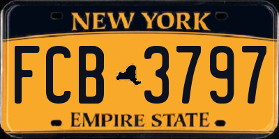 NY license plate FCB3797