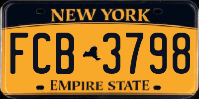 NY license plate FCB3798