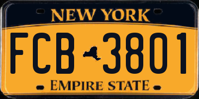 NY license plate FCB3801