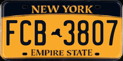 NY license plate FCB3807