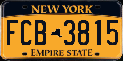 NY license plate FCB3815