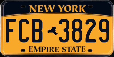 NY license plate FCB3829