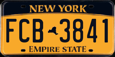 NY license plate FCB3841