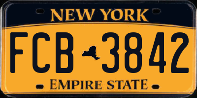 NY license plate FCB3842