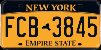 NY license plate FCB3845