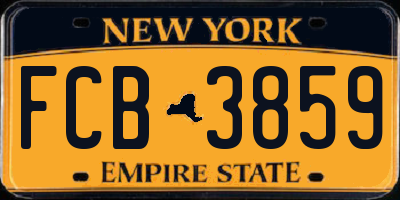 NY license plate FCB3859