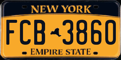 NY license plate FCB3860