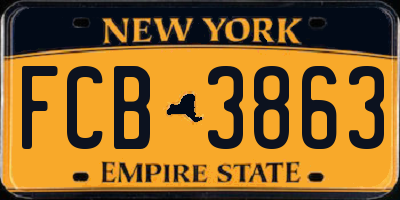 NY license plate FCB3863