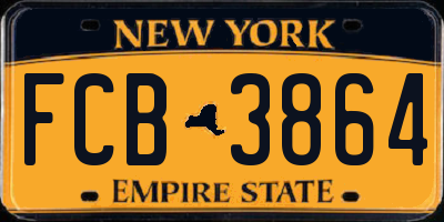 NY license plate FCB3864