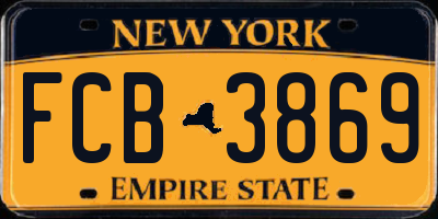 NY license plate FCB3869