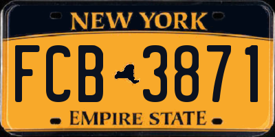 NY license plate FCB3871