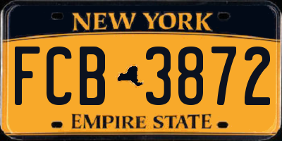 NY license plate FCB3872