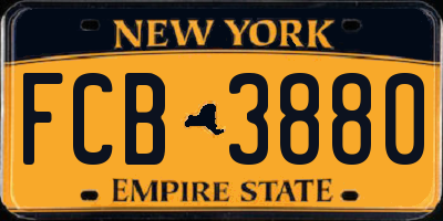 NY license plate FCB3880