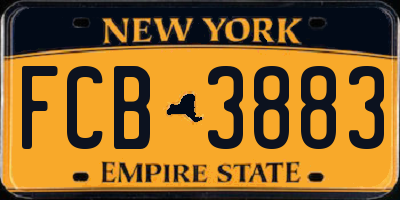 NY license plate FCB3883