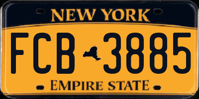 NY license plate FCB3885