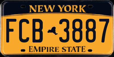 NY license plate FCB3887
