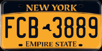 NY license plate FCB3889