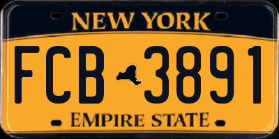 NY license plate FCB3891