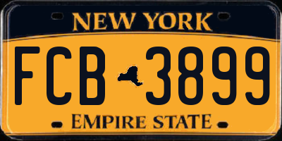 NY license plate FCB3899
