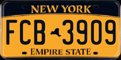NY license plate FCB3909