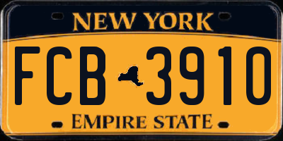NY license plate FCB3910