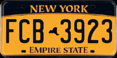 NY license plate FCB3923