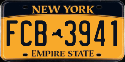 NY license plate FCB3941