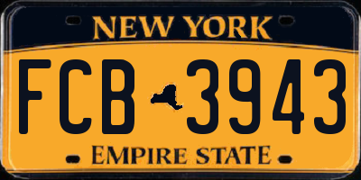 NY license plate FCB3943