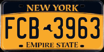NY license plate FCB3963