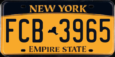 NY license plate FCB3965