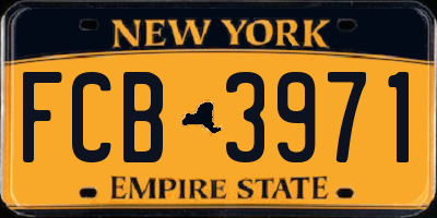 NY license plate FCB3971