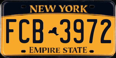 NY license plate FCB3972
