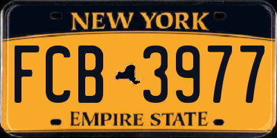 NY license plate FCB3977