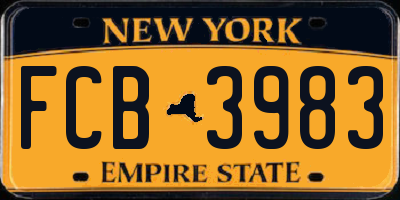 NY license plate FCB3983