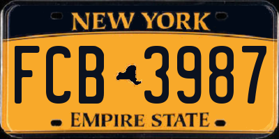 NY license plate FCB3987