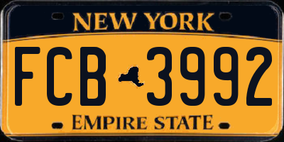 NY license plate FCB3992