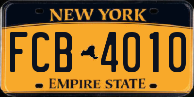 NY license plate FCB4010