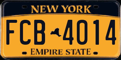 NY license plate FCB4014