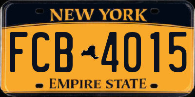 NY license plate FCB4015